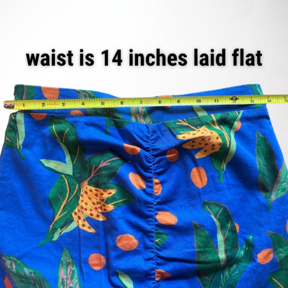 FARM Rio Blue Floral Mini Skirt with Orange Accents - Picture 11 of 11